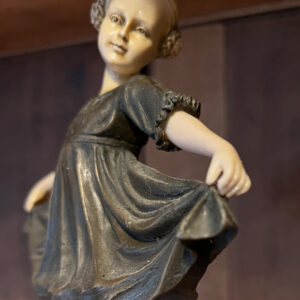 Art Deco Bronze  & Ivorine after Priess Statue of Young Girl Curtseying
