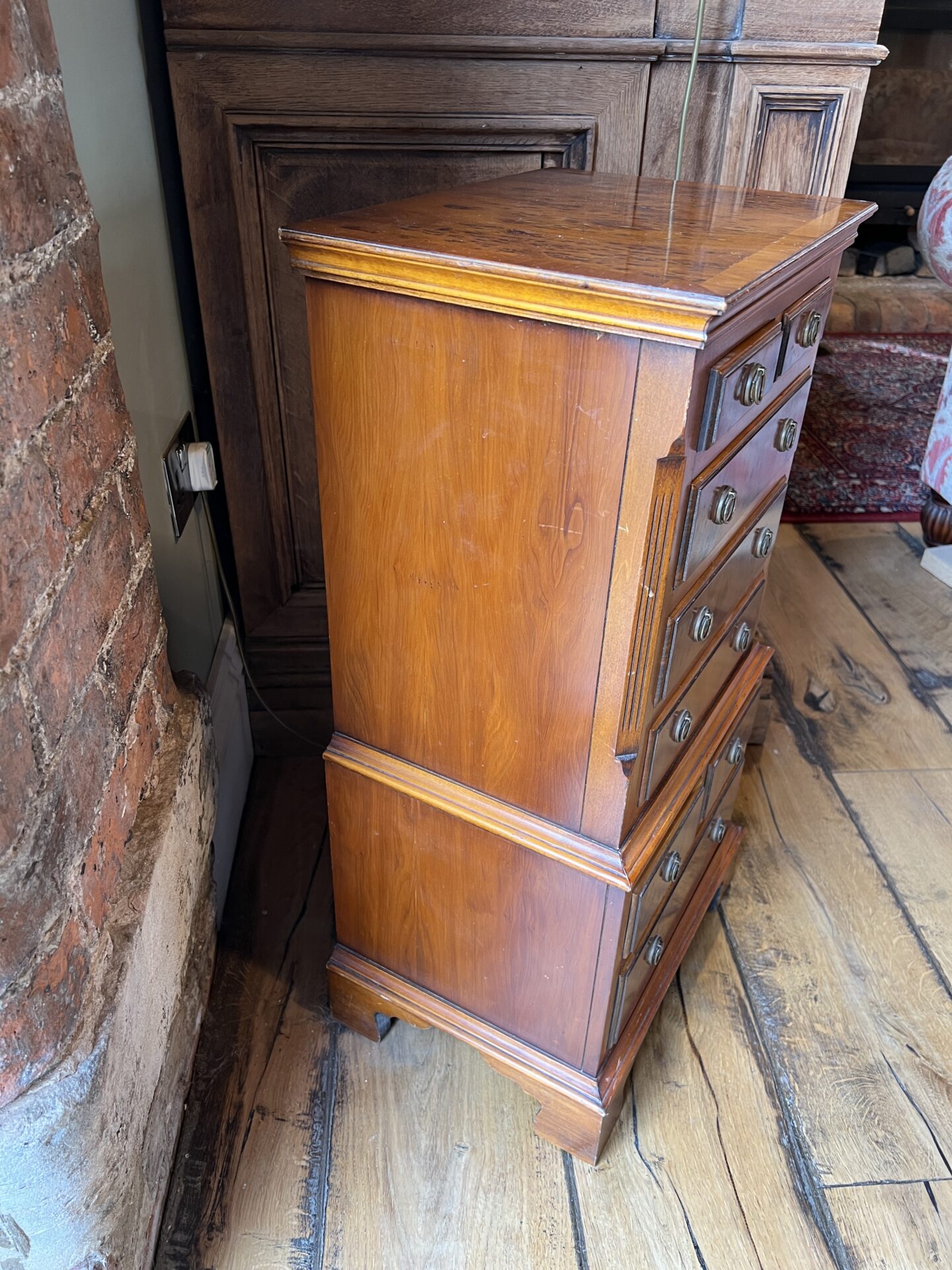 Vintage Burr Walnut Bevan Funnel Miniature Chest on Chest of Drawers - Image 2