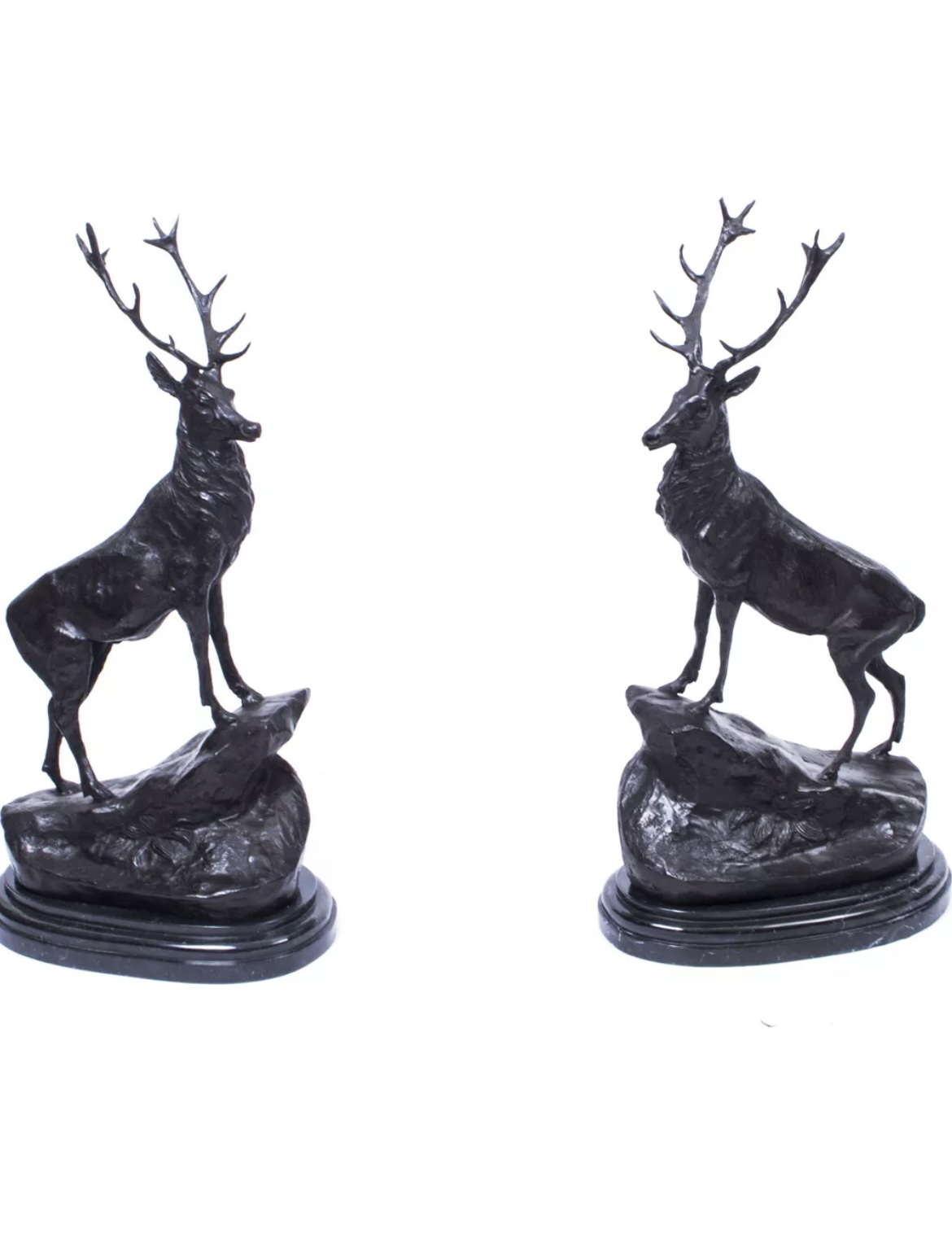 Vintage Pair of Large Bronze Stag Sculptures after Moigniez - Image 3
