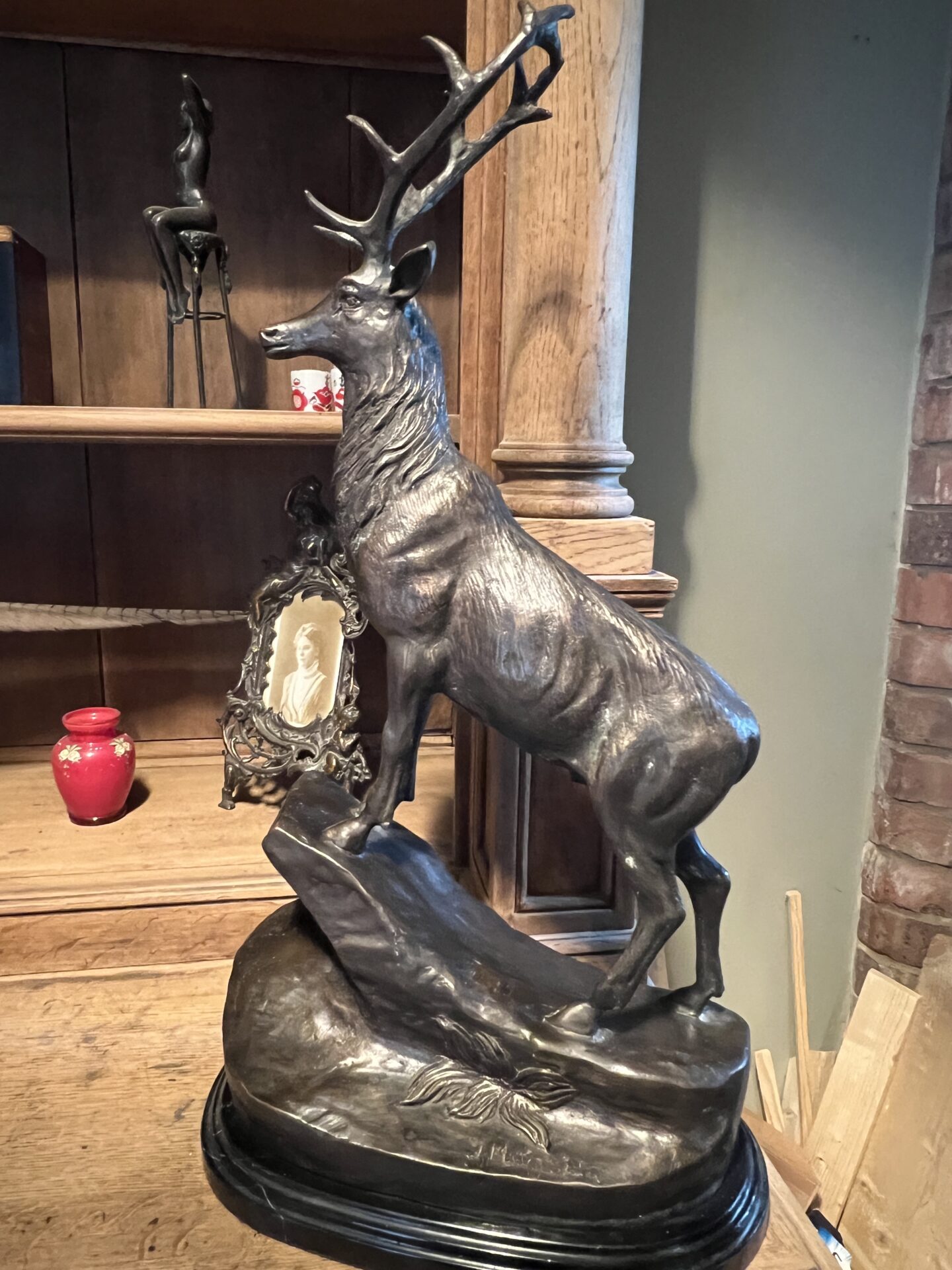 Vintage Pair of Large Bronze Stag Sculptures after Moigniez - Image 6