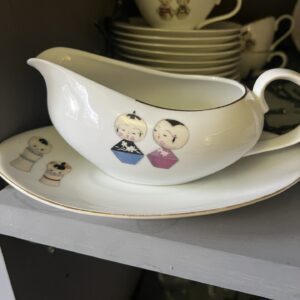 Very Rare Japanese Design Meito China Gravy Jug and Saucer